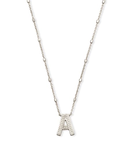 Letter A Pendant Necklace in Silver