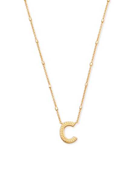 Letter C Pendant Necklace in Gold