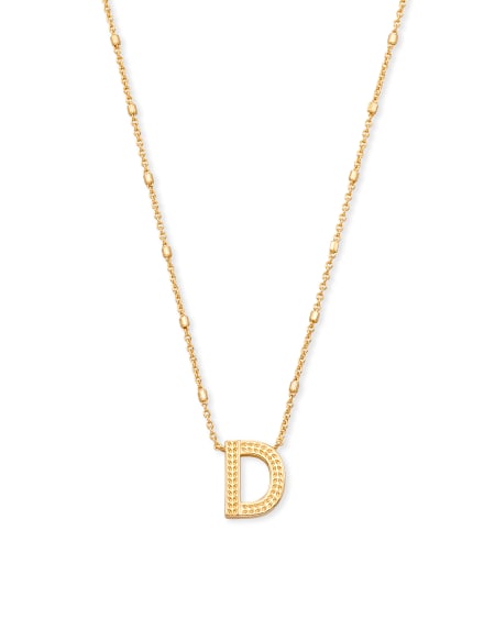 Letter D Pendant Necklace in Gold