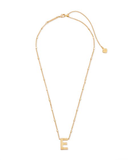 Letter E Pendant Necklace in Gold