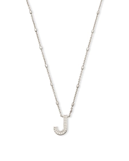 Letter J Pendant Necklace in Silver