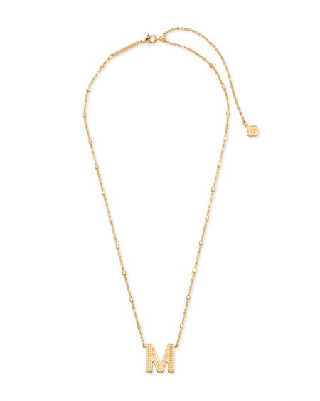 Letter M Pendant Necklace in Gold