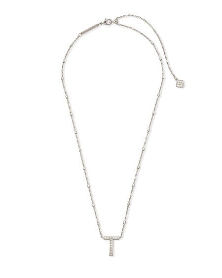 Letter T Pendant Necklace in Silver