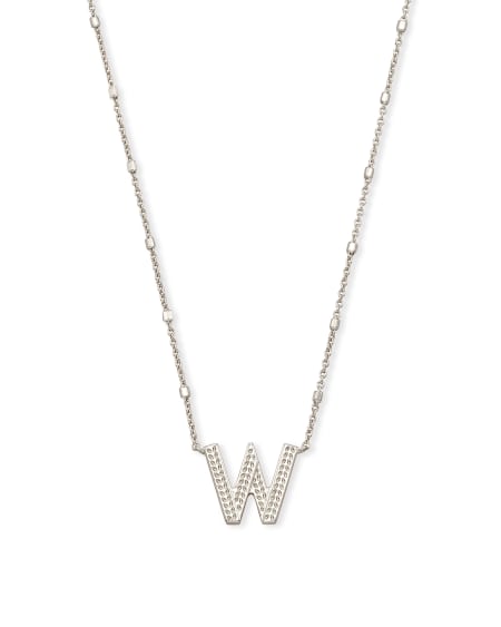 Letter W Pendant Necklace in Silver
