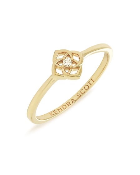 Fleur 14k Yellow Gold Band Ring in White Diamond