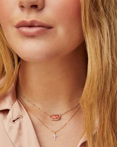 Cross 14k Rose Gold Pendant Necklace in White Diamond