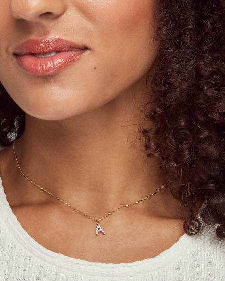 Diamond Letter X Pendant Necklace in 14k Yellow Gold