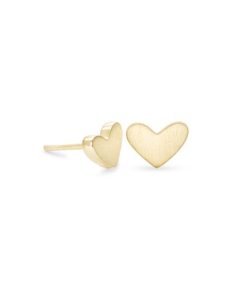 Ari Heart Stud Earrings In 18k Gold Vermeil