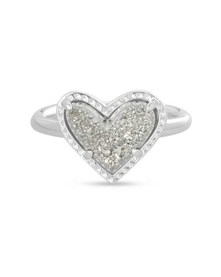 Ari Heart Gold Band Ring in Iridescent Drusy