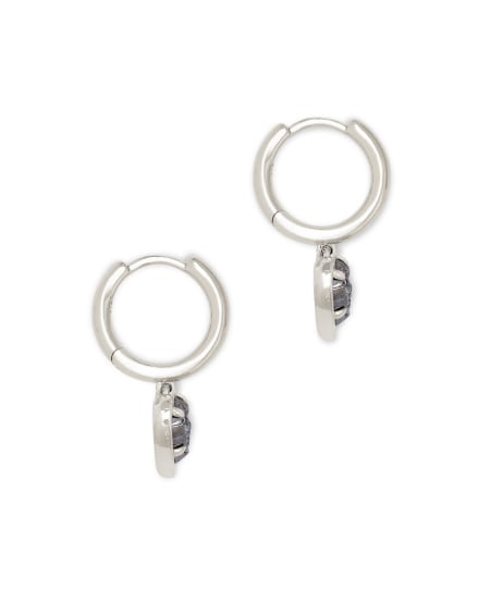 Ari Heart Silver Huggie Earrings in Platinum Drusy