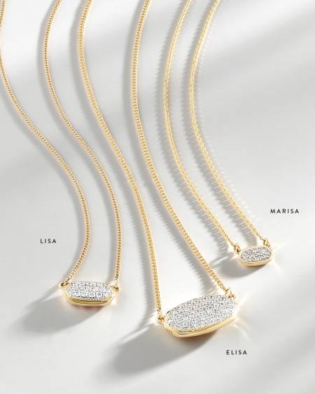 Lisa Pendant Necklace in Pave Diamond and 14k White Gold
