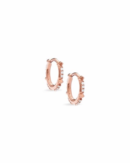 0.12 ct Jett 14k Rose Gold Huggie Earrings in White Diamond