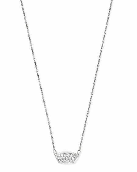 Lisa Pendant Necklace in Pave Diamond and 14k White Gold