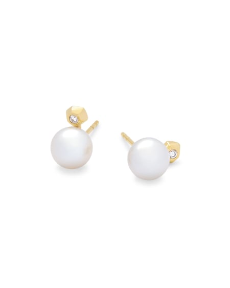 Cathleen 14k Yellow Gold Stud Earrings Freshwater Cultured Pearl