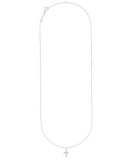 Cross 14k White Gold Pendant Necklace in White Diamonds