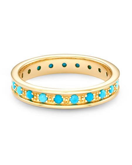 Drew 14k Yellow Gold Band Ring in Genuine Turquoise