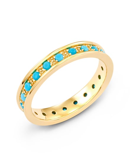 Drew 14k Yellow Gold Band Ring in Genuine Turquoise