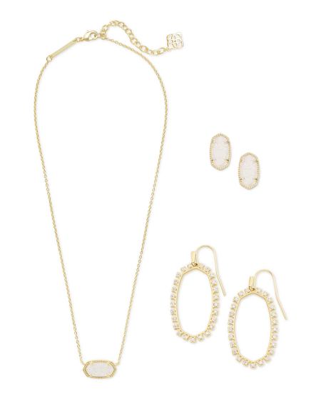 Elisa Necklace, Ellie Earrings, & Elle Open Frame Crystal Earrings Gift Set