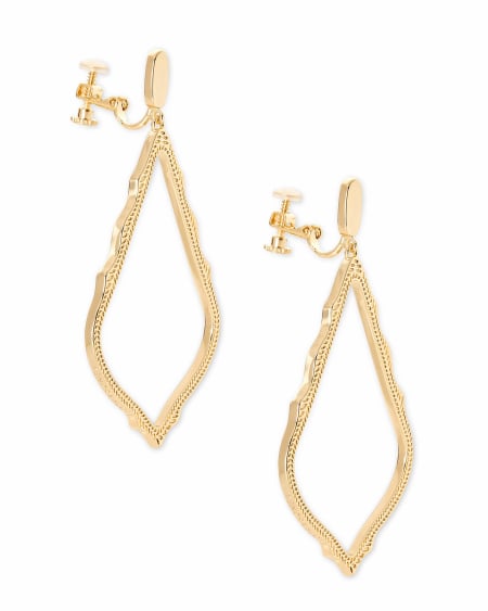 Sophee Clip On Drop Earrings in Gold