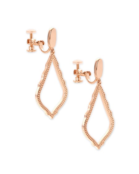 Sophia Clip-On Drop Earrings in Rose Gold