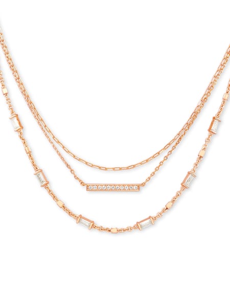 Addison Triple Strand Necklace in Rose Gold