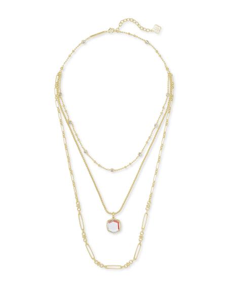 Davis Gold Triple Strand Necklace in Dichroic Glass