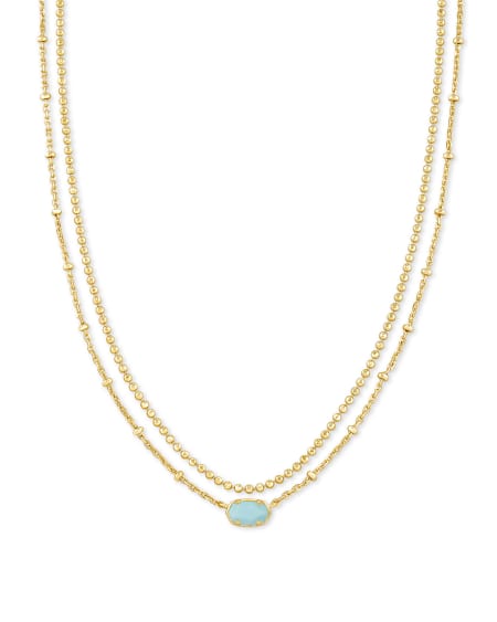 Emilie Gold Multi Strand Necklace in Light Blue Magnesite