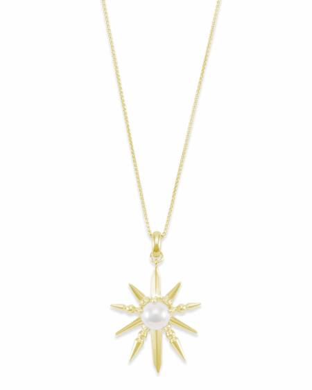 Sunburst With Pearl Charm Necklace Set