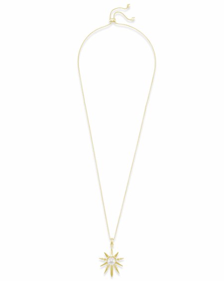 Sunburst With Pearl Charm Necklace Set