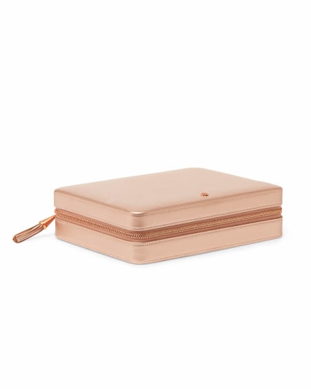 Large Travel Jewelry Case in Rose Gold