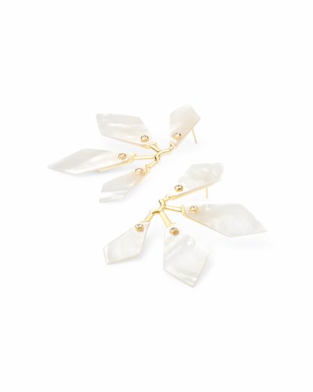 Malika Gold Statement Earrings in Ivory Mother-of-Pearl