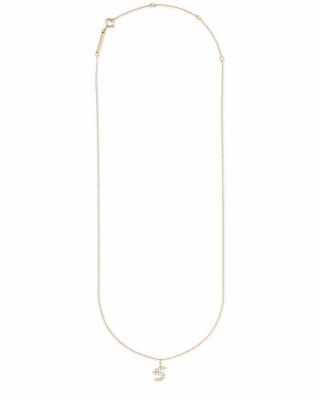 Diamond Letter S Pendant Necklace in 14k Yellow Gold