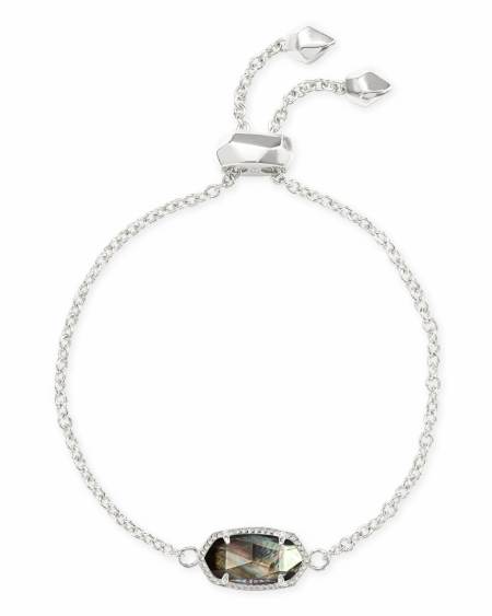 Elaina Silver Chain Bracelet in Black Mother-of-Pearl