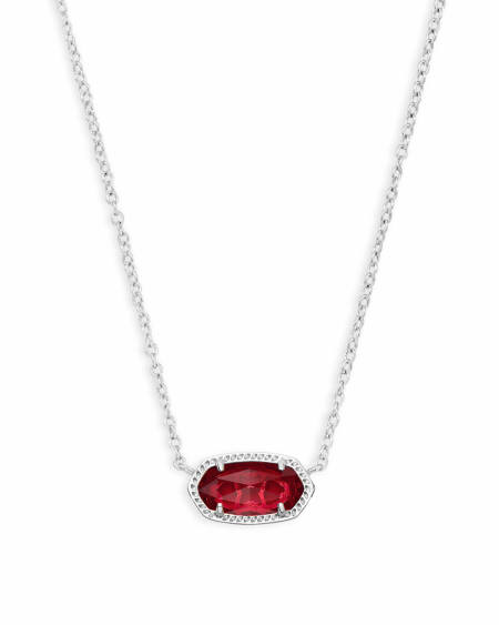Elisa Silver Pendant Necklace in Berry Glass