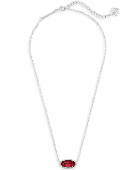 Elisa Silver Pendant Necklace in Berry Glass