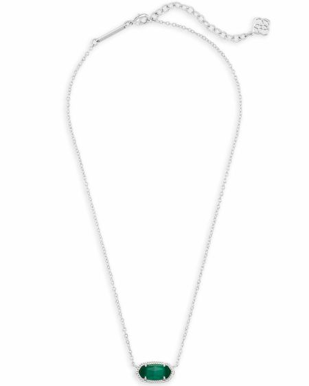 Elisa Silver Pendant Necklace in Emerald Cat’s Eye