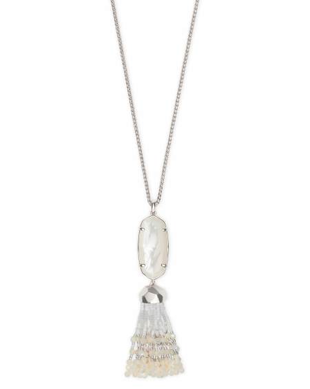 Eva Long Pendant Necklace in Silver