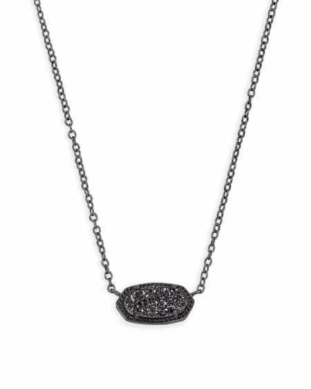 Elisa Pendant Necklace in Black Drusy