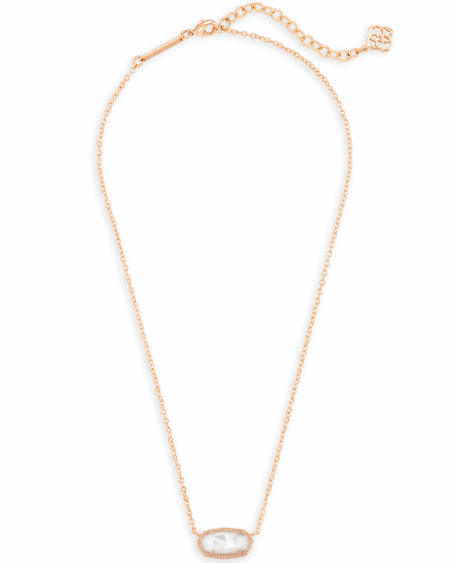 Elisa Rose Gold Pendant Necklace in Ivory Pearl