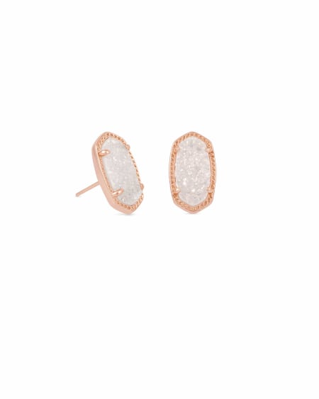 Ellie Rose Gold Stud Earrings in Iridescent Drusy