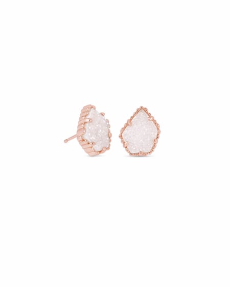 Tessa Rose Gold Stud Earrings in Iridescent Drusy