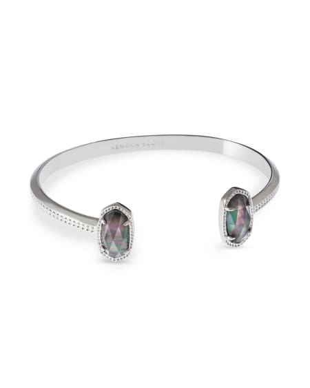 Elton Silver Cuff Bracelet in Black Mother-of-Pearl