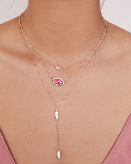 Heart 14k Rose Gold Pendant Necklace in White Diamonds