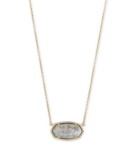 Elisa 18k Gold Vermeil Pendant Necklace in Gray Labradorite