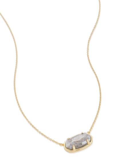 Elisa 18k Gold Vermeil Pendant Necklace in Gray Labradorite