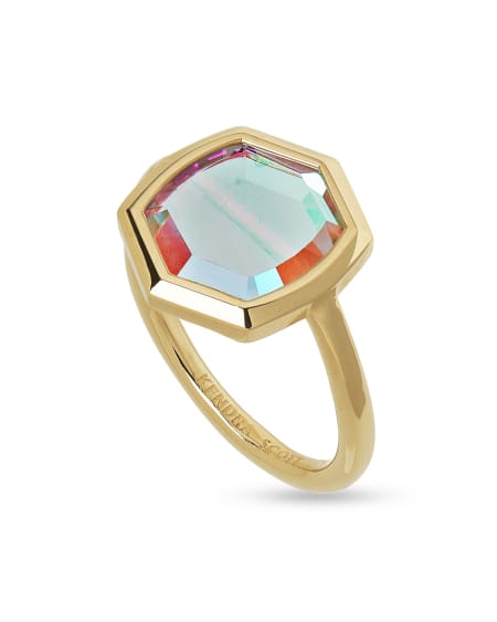 Davis 18k Gold Vermeil Cocktail Ring in Dichroic Glass