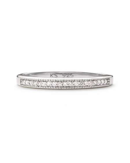 Ensley Sterling Silver Band Ring in White Diamond 