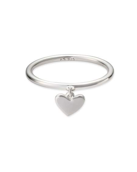 Ari Heart Charm Band Ring in Sterling Silver
