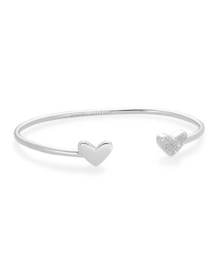 Ari Heart Sterling Silver Cuff Bracelet in White Diamond