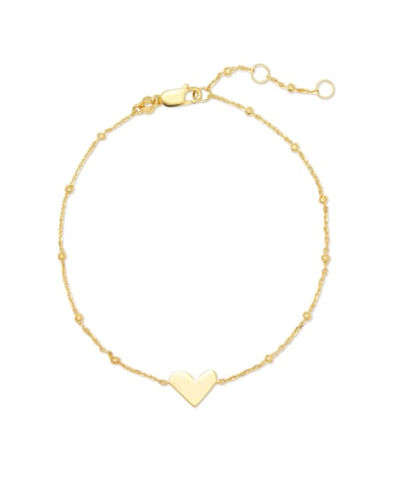 Ari Heart Delicate Chain Bracelet in 18k Yellow Gold Vermeil